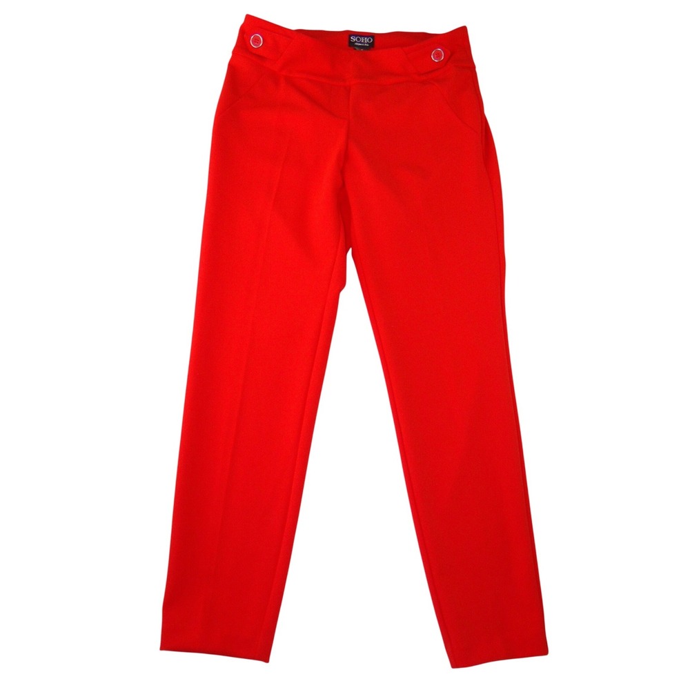 SOHO Apparel Ltd Womens Red‎ Slim Leg Stretch Dress Pants Size S